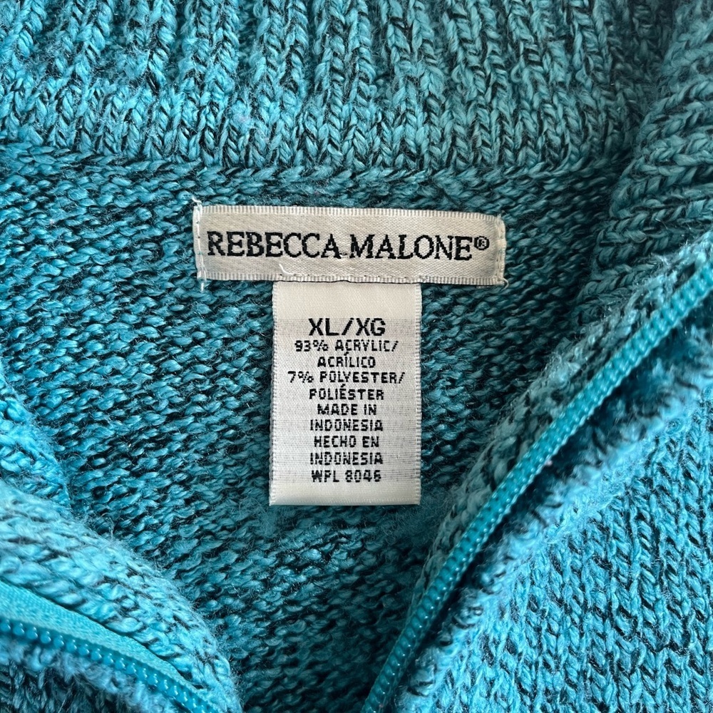 Rebecca Malone Turquoise Knit Collared Sweater Women’s Size XL - Picture 11 of 14